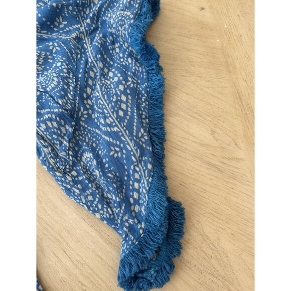 Boho smocked tunic fairycore cottage coquette Fringe Festival blue flowy gypsy L - Picture 8 of 10